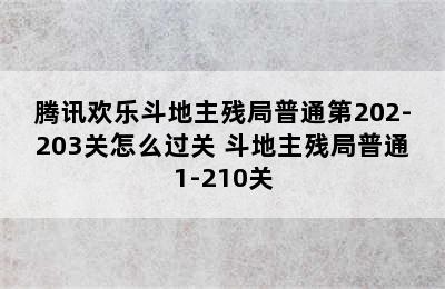 腾讯欢乐斗地主残局普通第202-203关怎么过关 斗地主残局普通1-210关